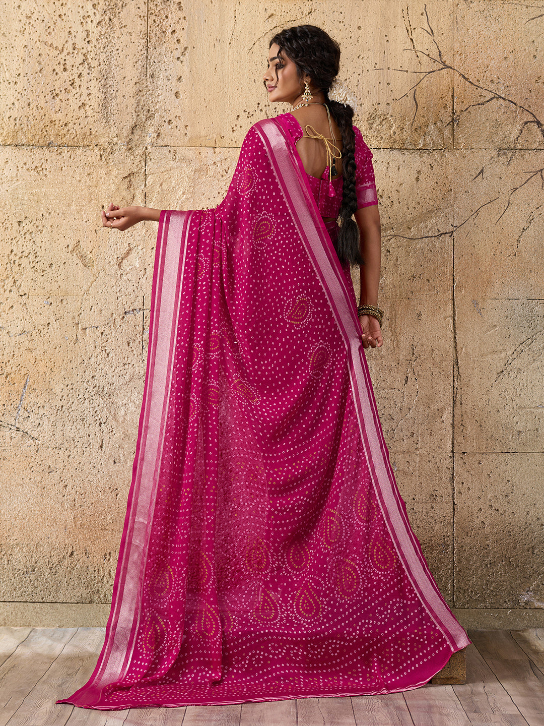Light Weight Chiffon Bandhani Print Saree