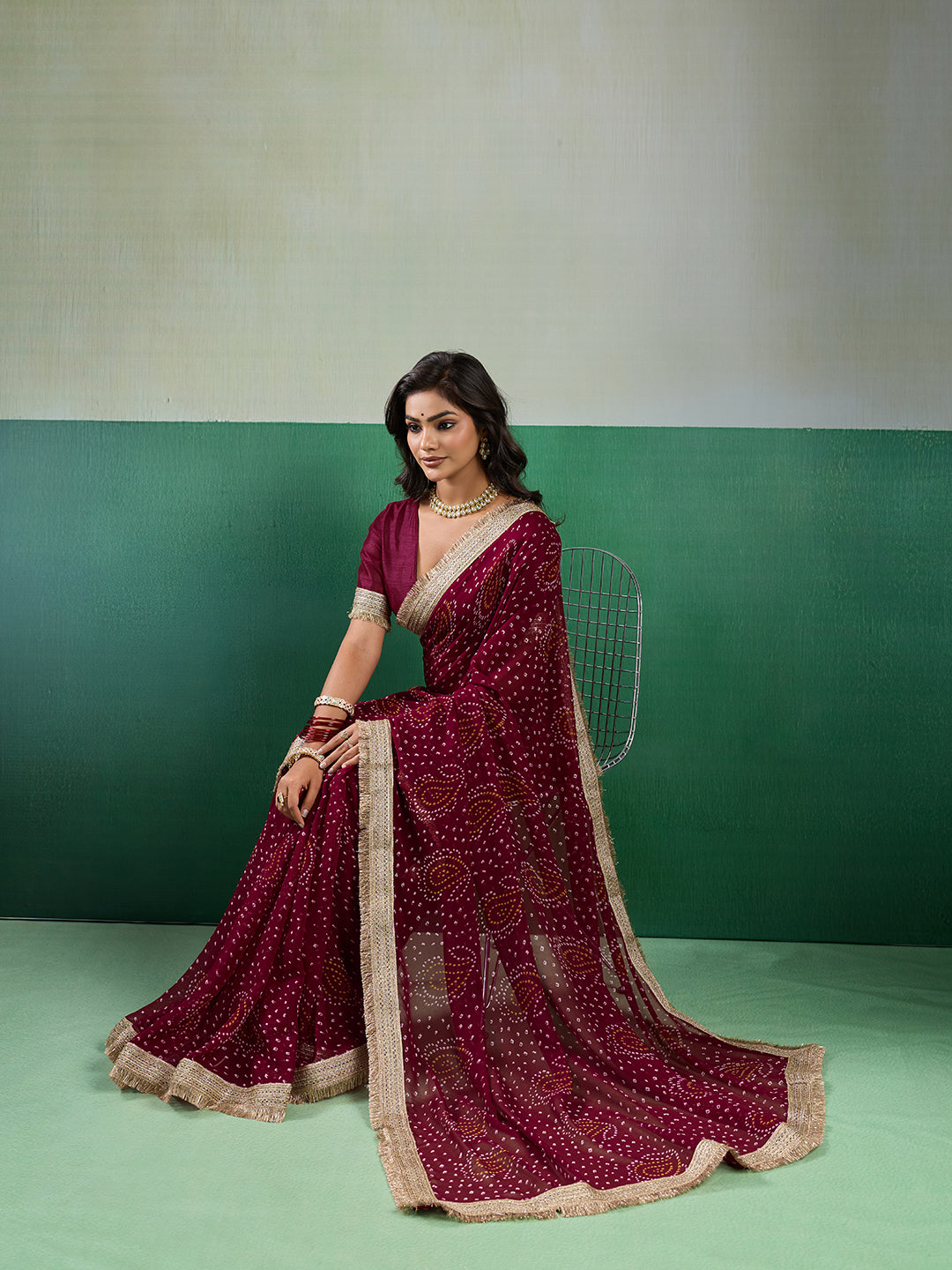 KcPc Festive Special Bandhani Style Georgette Saree KDN
