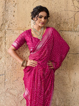 Light Weight Chiffon Bandhani Print Saree