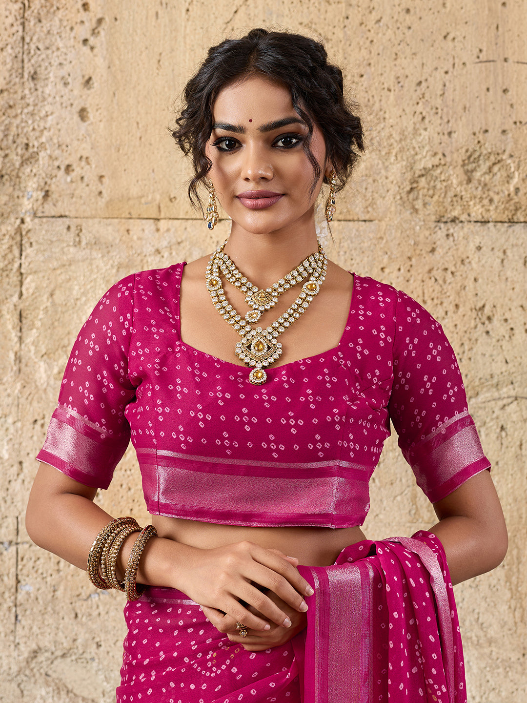 Light Weight Chiffon Bandhani Print Saree
