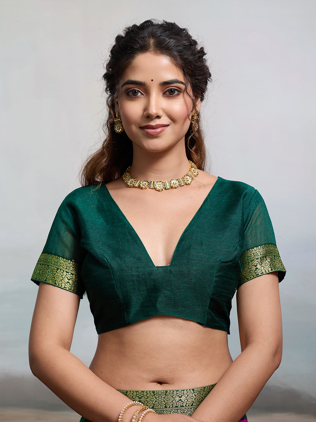 KcPc New Moss Chiffon Georgette Bandhani SareesRani GreenKDM
