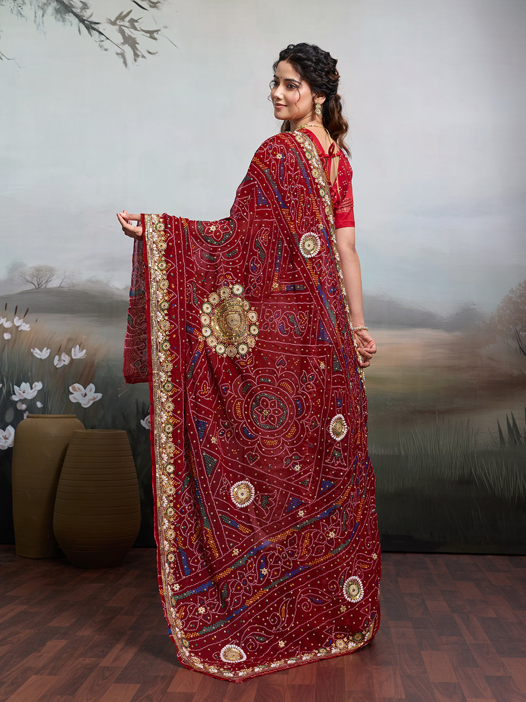 KcPc Pure Georgette Rajasthani Chunri DupattasChunariAJM