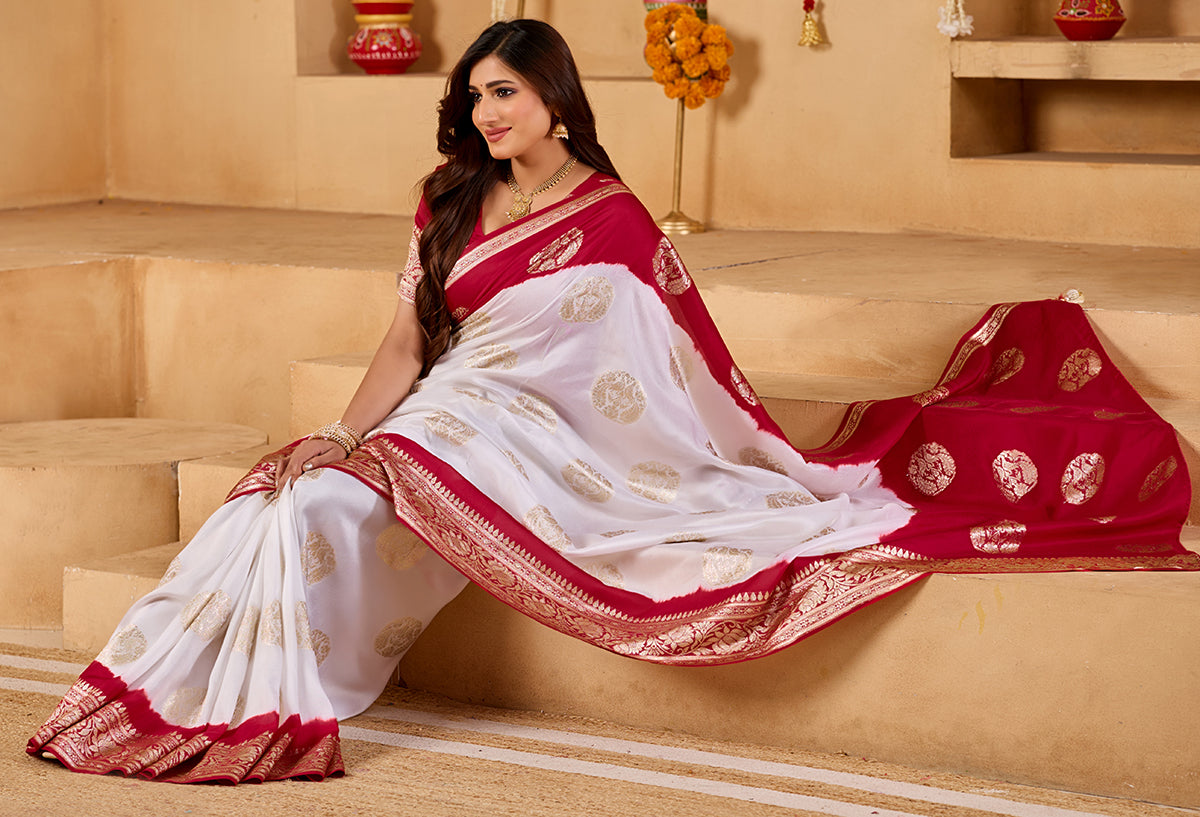 Buy Georgette Saree Banarasi Panetar Style KcPc