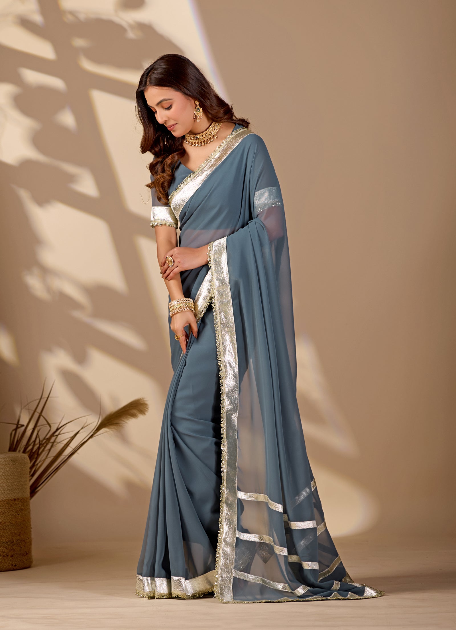 Buy New Stylish Saree with Rich Gota Border Work KcPc