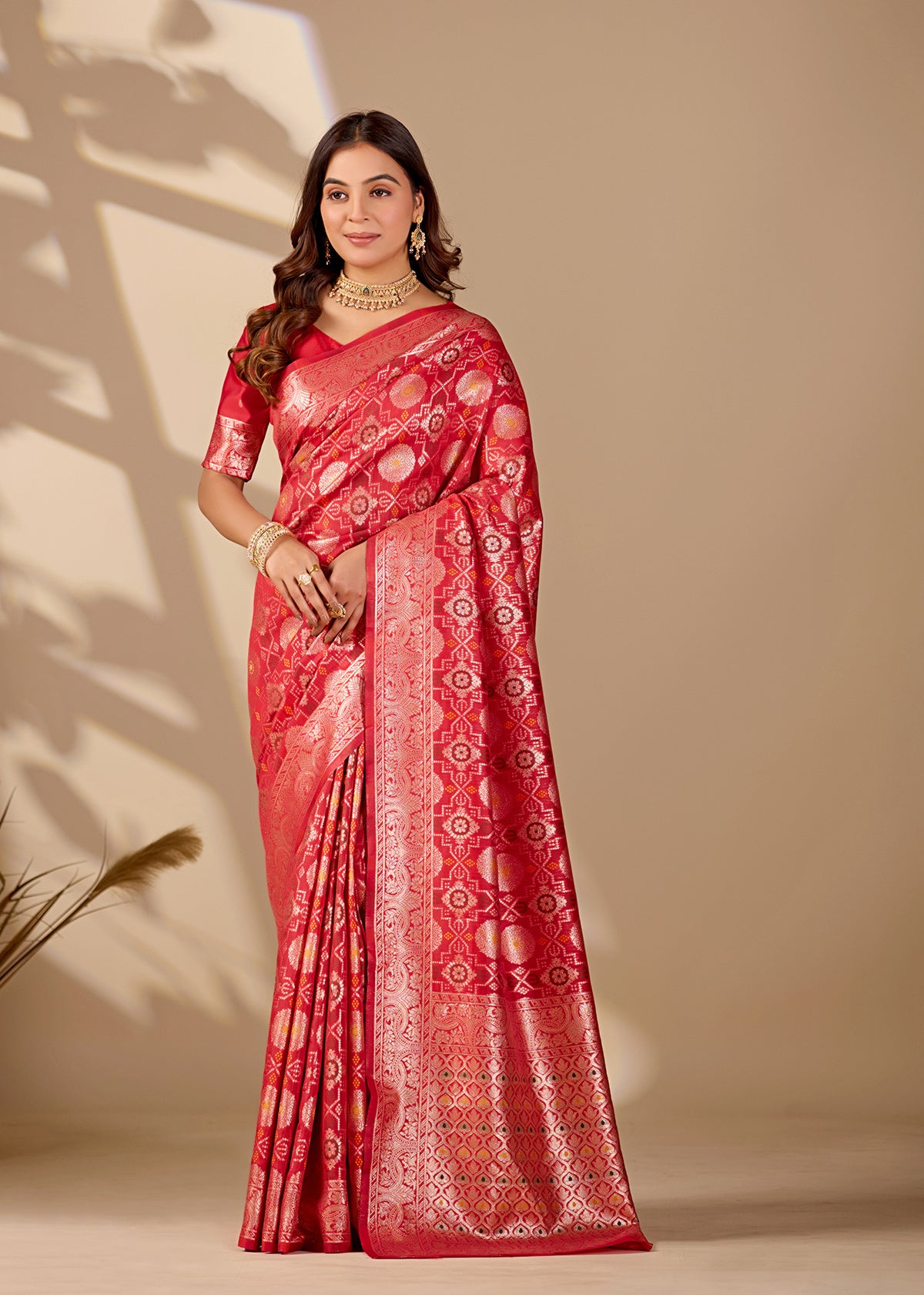 Buy Festive Bandhani Style Dola Silk Saree Kcpc Image