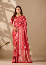 Buy Festive Bandhani Style Dola Silk Saree Kcpc Image