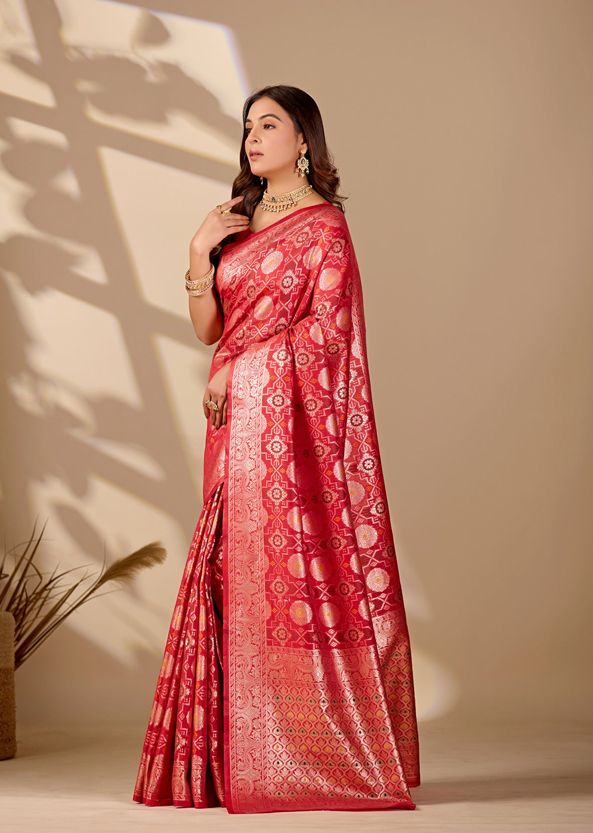 Buy Festive Bandhani Style Dola Silk Saree Kcpc Image