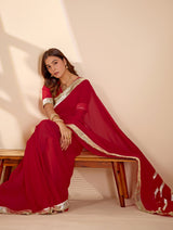 Buy New Stylish Georgette Saree with Rich Gota Border Work KcPc