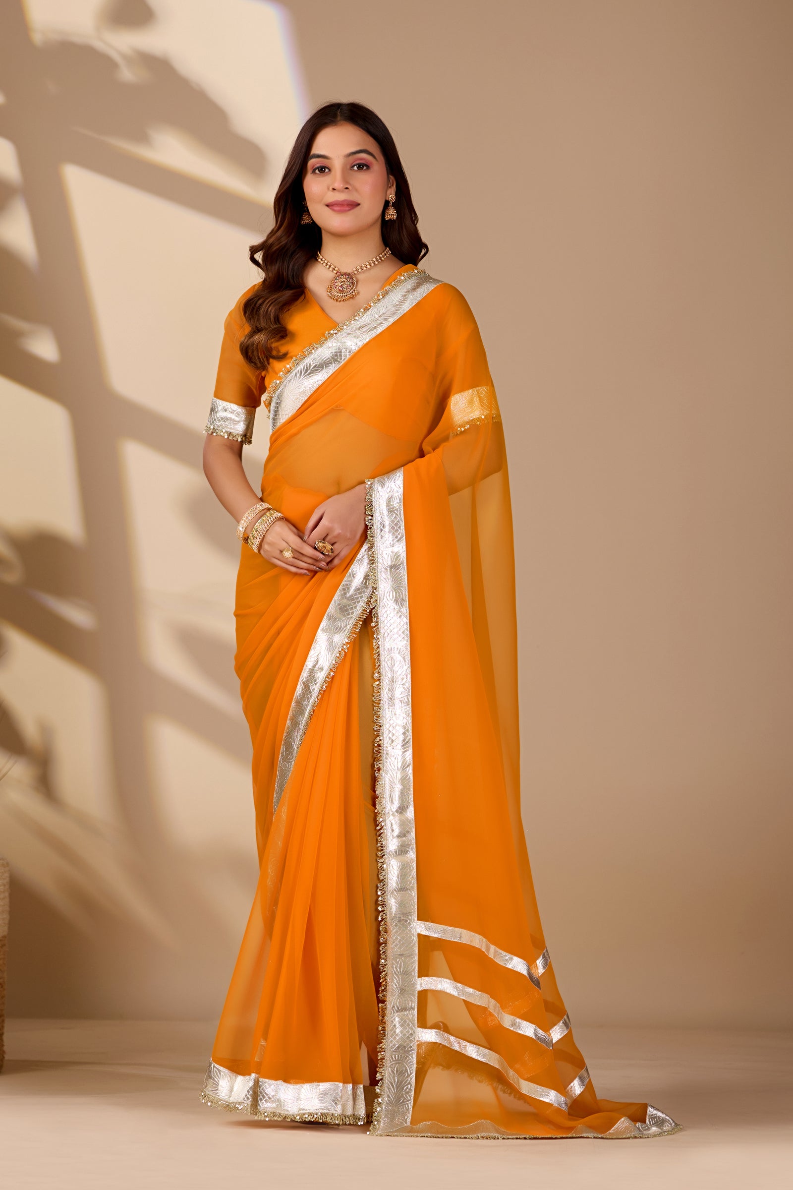 Buy New Letest Stylish Saree with Rich Gota Border Work KcPc
