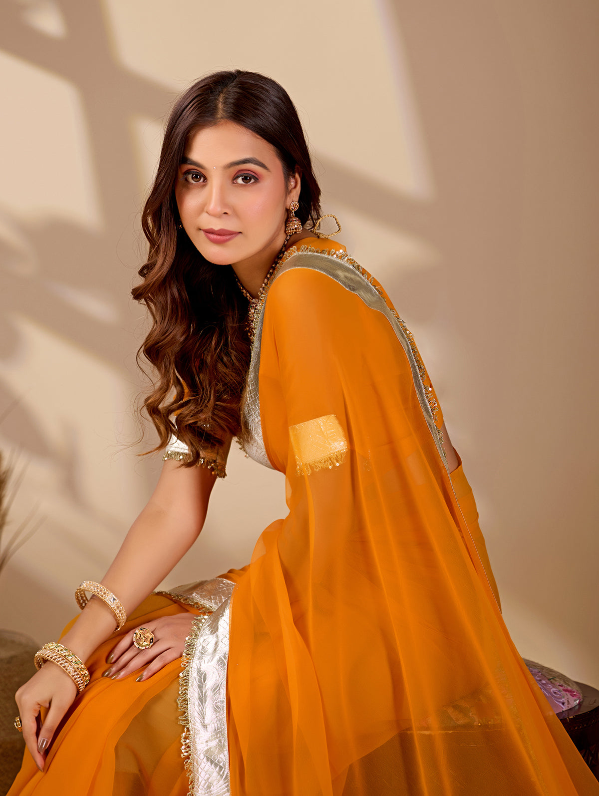 Buy New Letest Stylish Saree with Rich Gota Border Work KcPc