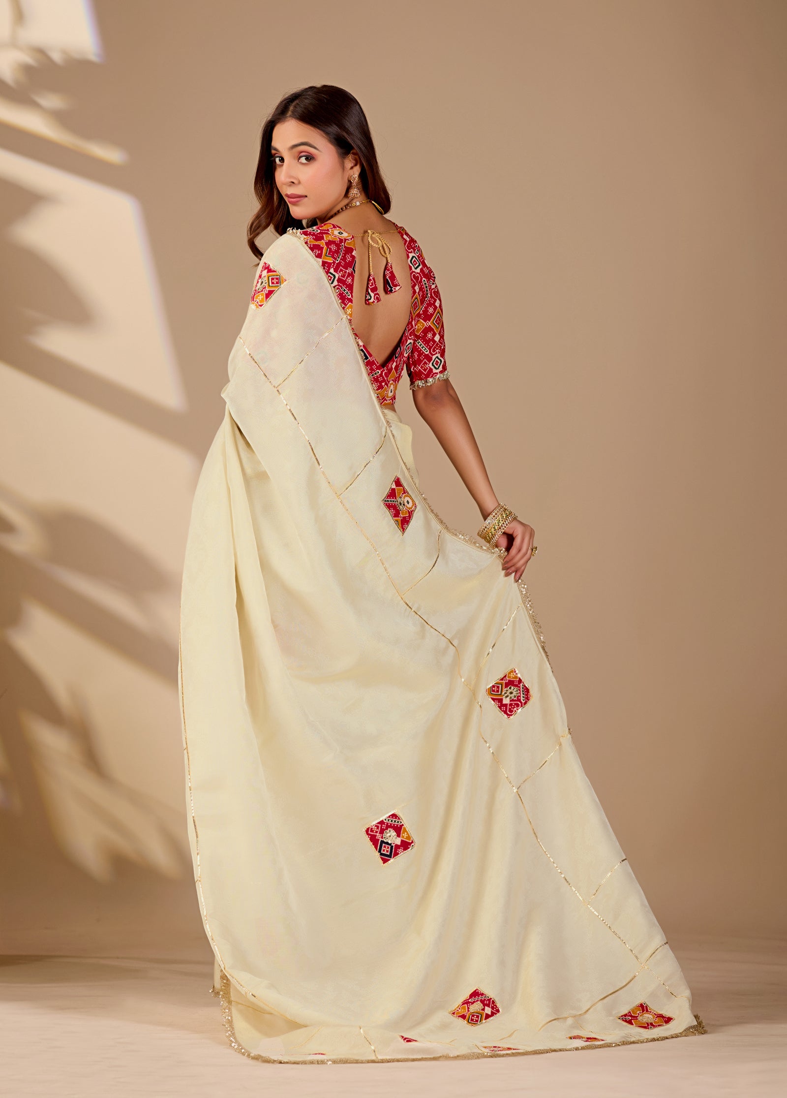 KcPc Royal Look Tissue Silk Saree with Gota Patti WorkGAN