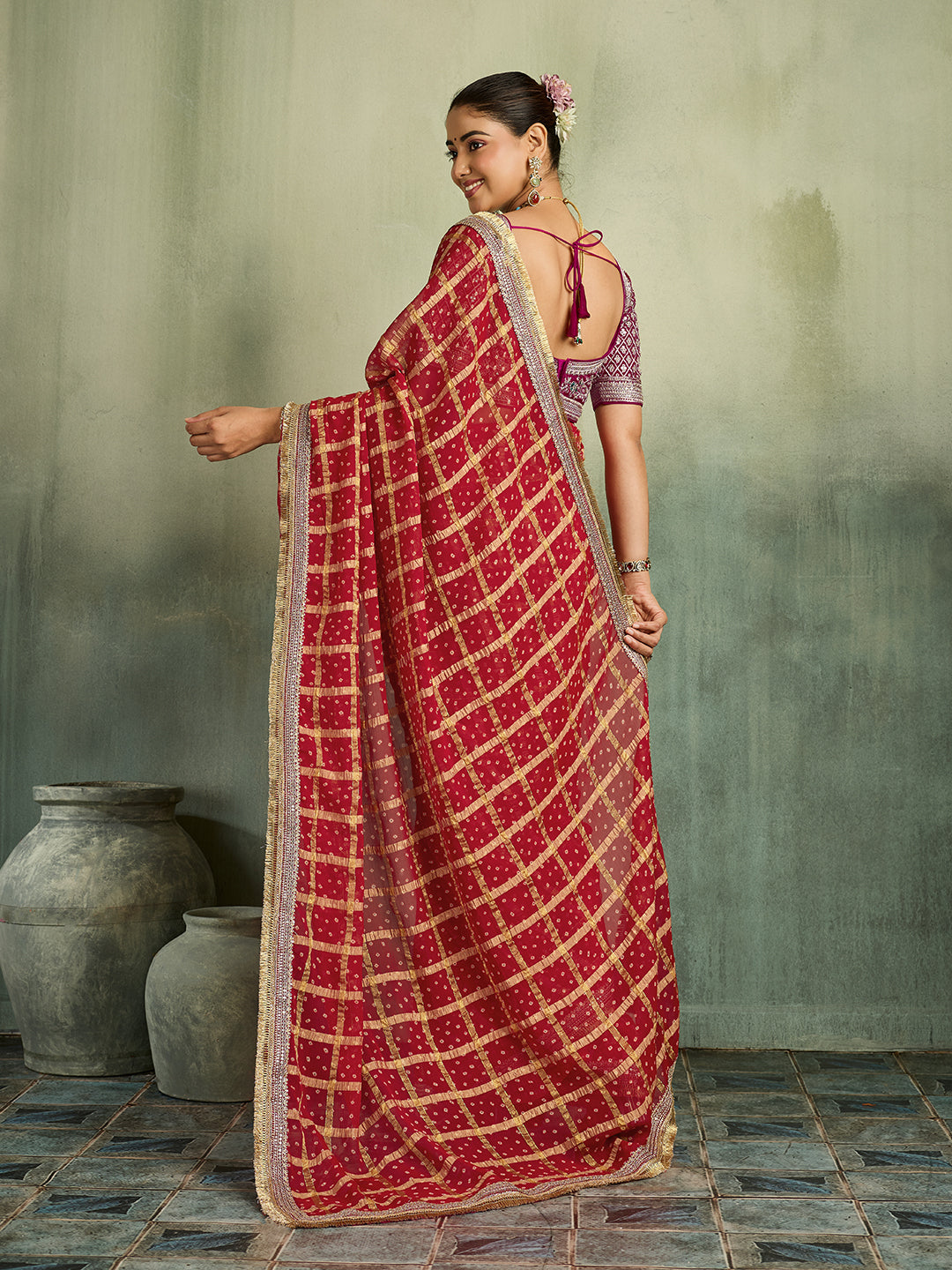 KcPc Royal Bandhani Style Georgette Saree for Celebrations BAL