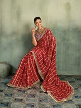 KcPc Royal Bandhani Style Georgette Saree for Celebrations BAL
