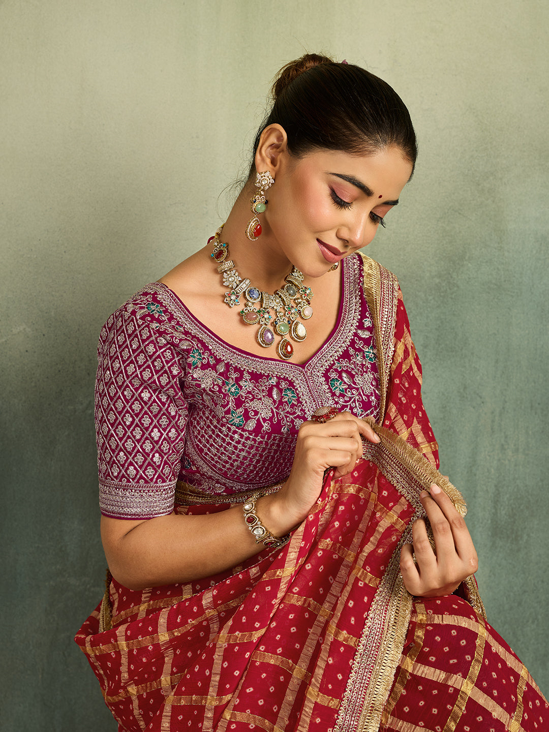 KcPc Royal Bandhani Style Georgette Saree for Celebrations BAL