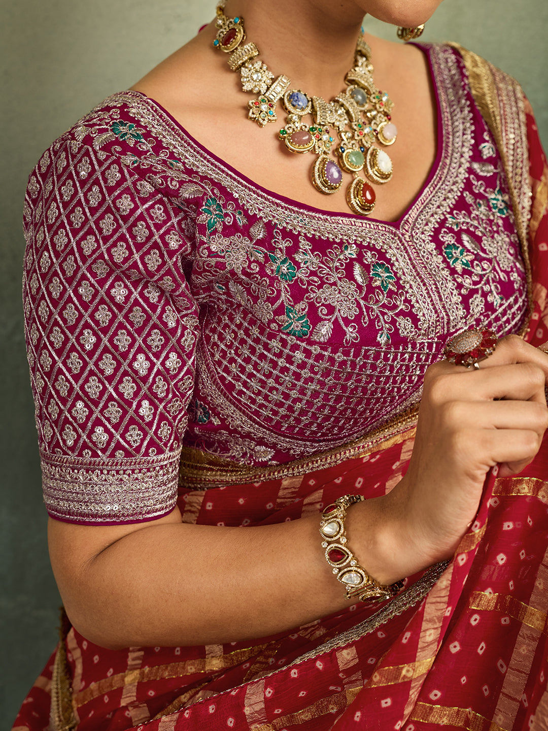 KcPc Royal Bandhani Style Georgette Saree for Celebrations BAL