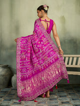 KcPc Premium Bandhani Gaji Silk Saree with Elegant Gota PattiAMT