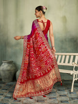 KcPc Designer Gaji Silk Bandhani Saree with Gota Patti AMT