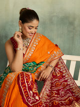 KcPc Premium Gaji Silk Bandhani Saree with Gota Patti WorkAMT