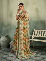 KcPc Premium Cotton Silk Leheriya Saree with Aari Tari Work Office Wear STL
