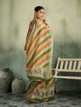 KcPc Premium Cotton Silk Leheriya Saree with Aari Tari Work Office Wear STL
