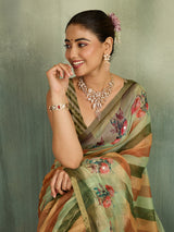 KcPc Premium Cotton Silk Leheriya Saree with Aari Tari Work Office Wear STL