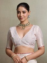Kashmiri Silk saree under 1500 in beautiful white colour