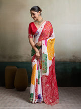 By Bandhani Saree With Traditional wear