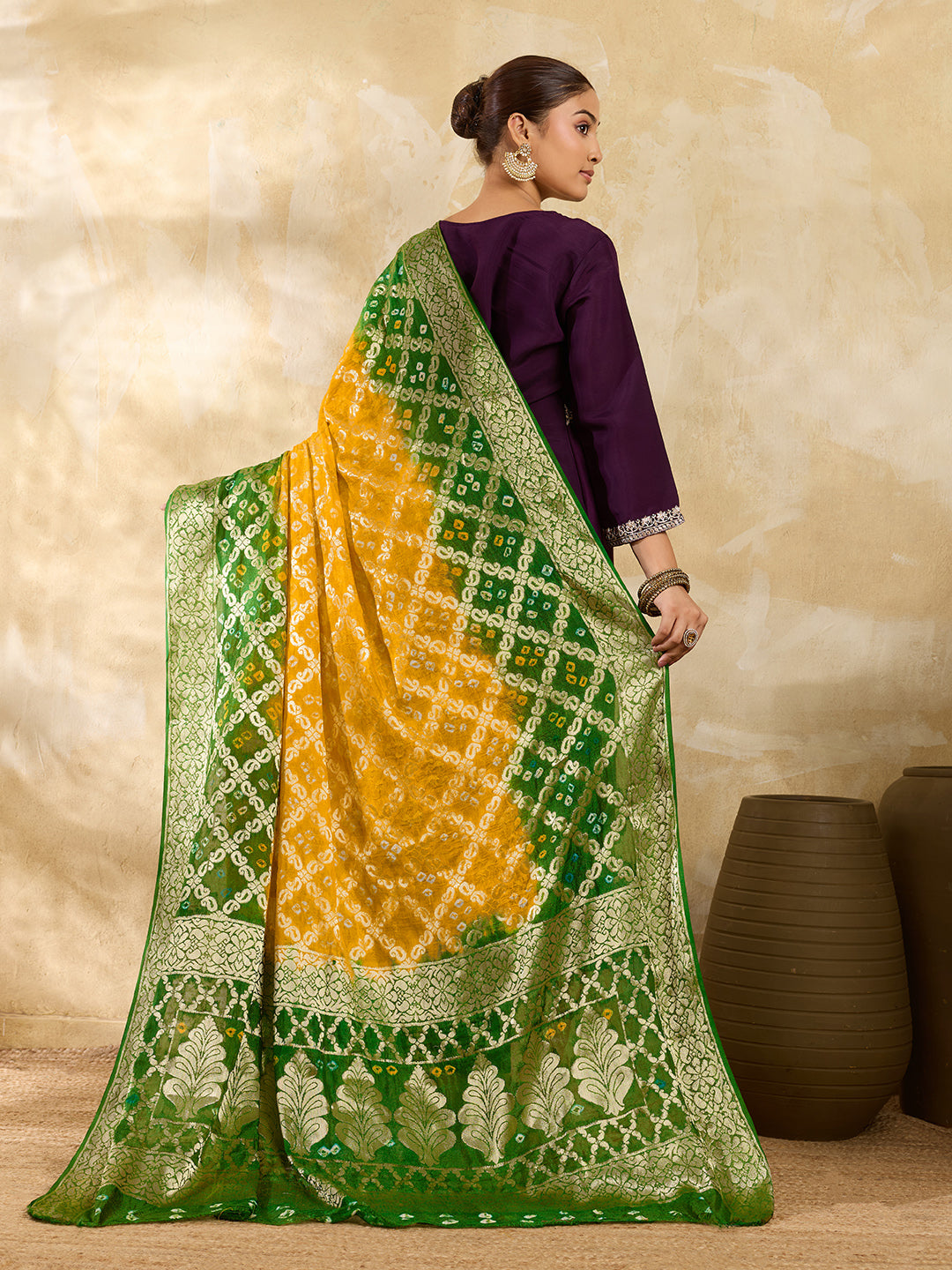 KcPc New Latest Jacquard Silk Bandhani Dupatta with Handmade Work