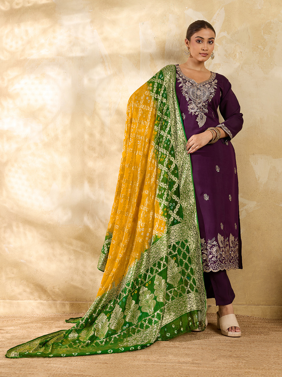 KcPc New Latest Jacquard Silk Bandhani Dupatta with Handmade Work