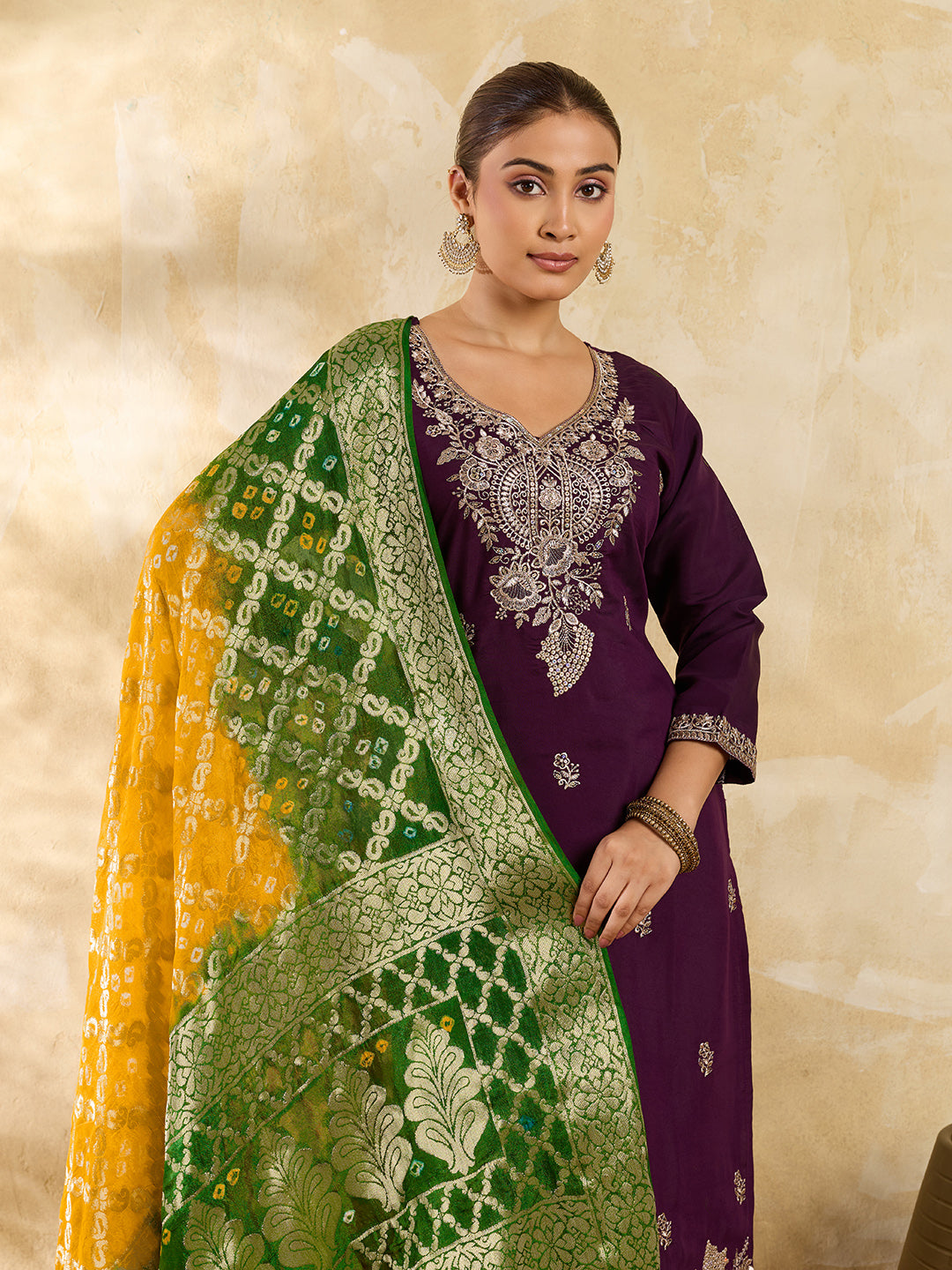 KcPc New Latest Jacquard Silk Bandhani Dupatta with Handmade Work
