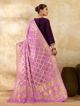 KcPc New Beautiful Jacquard Silk Bandhani Dupatta with Handmade Work