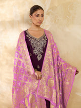 KcPc New Beautiful Jacquard Silk Bandhani Dupatta with Handmade Work