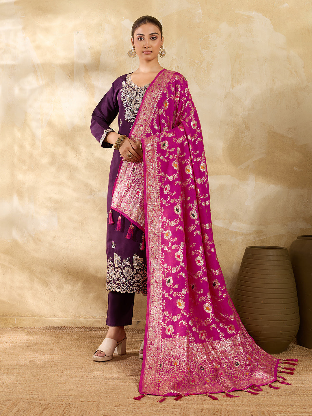 KcPc Festive Special Dola Silk Dupatta with Zari Weaving SACR