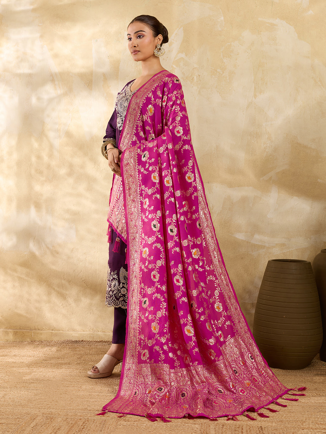 KcPc Festive Special Dola Silk Dupatta with Zari Weaving SACR