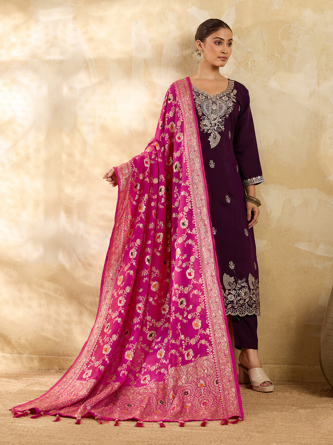 KcPc Festive Special Dola Silk Dupatta with Zari Weaving SACR