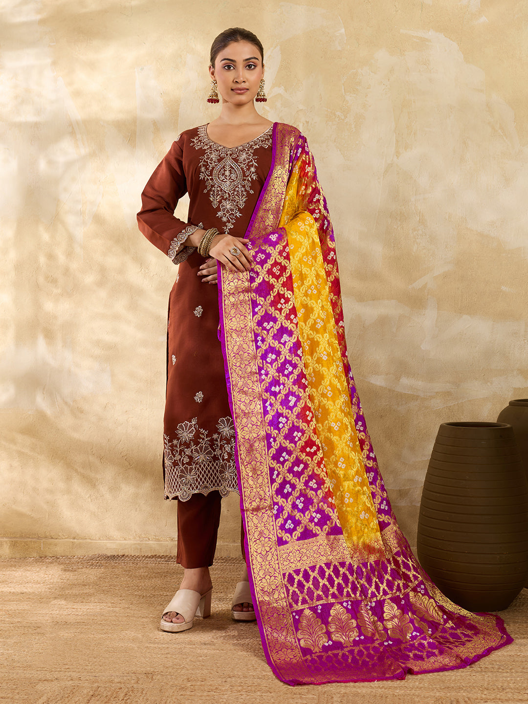 KcPc New Special Silk Bandhani Dupatta with Handmade Work
