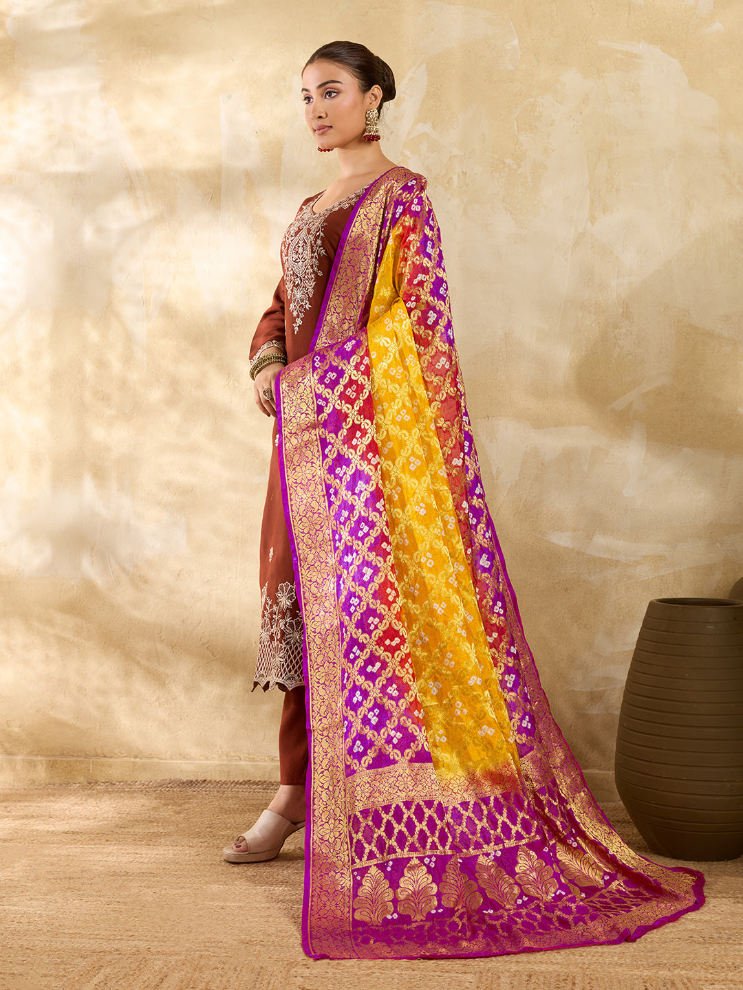 KcPc New Special Silk Bandhani Dupatta with Handmade Work