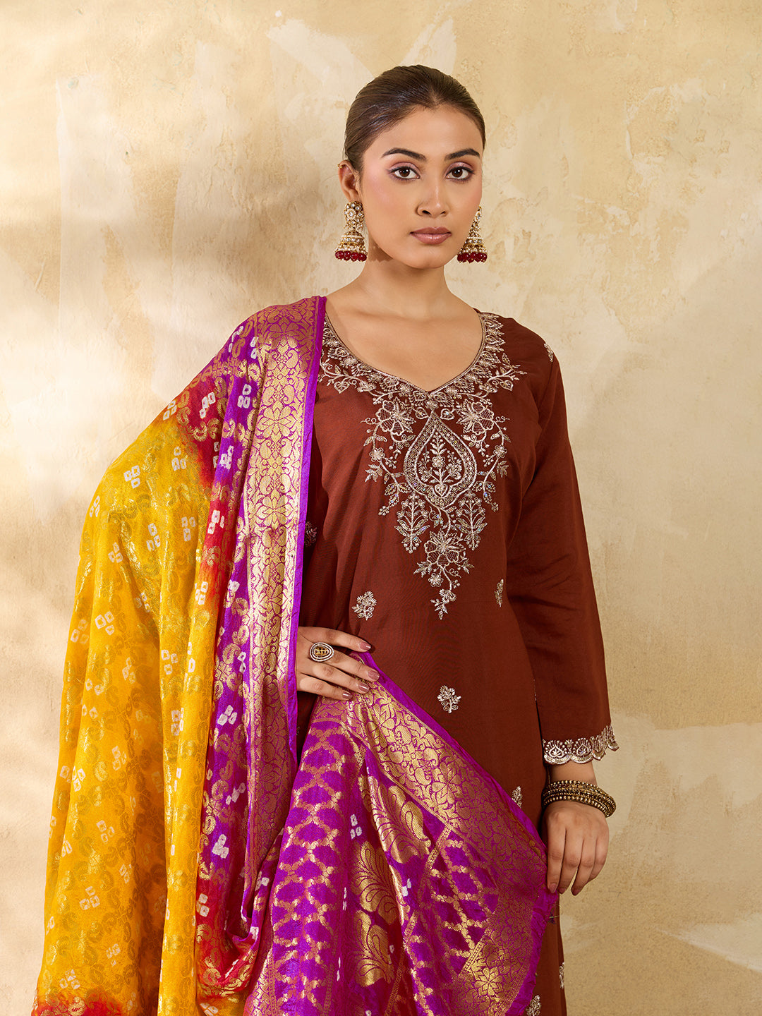 KcPc New Special Silk Bandhani Dupatta with Handmade Work