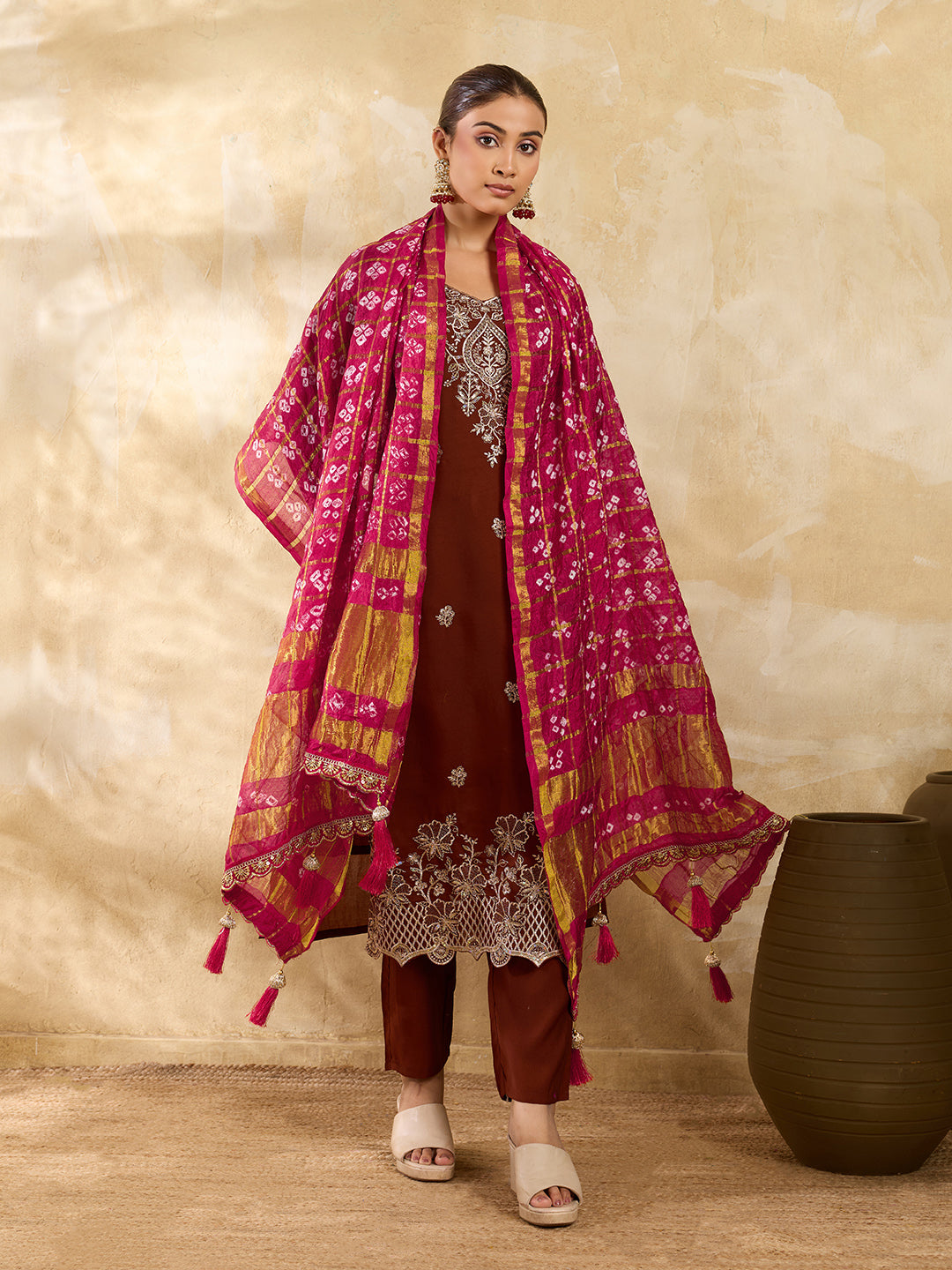 KcPc New Latest Art Silk Bandhani Style With Tari Border Work DupattaKcPc