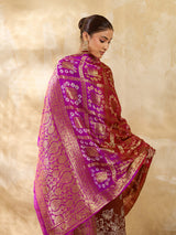 KcPc New Silk Bandhani Dupatta with Handmade Work