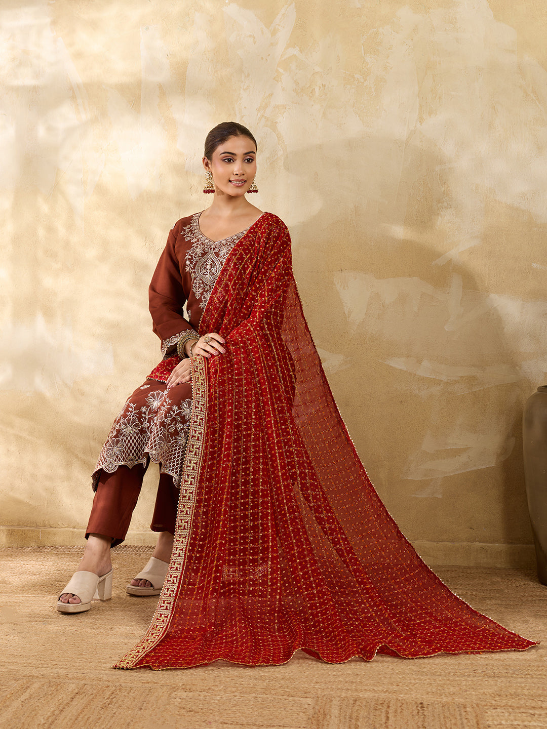 KcPc Premium Bandhani Georgette Dupatta for Traditional Wear KKPRKS