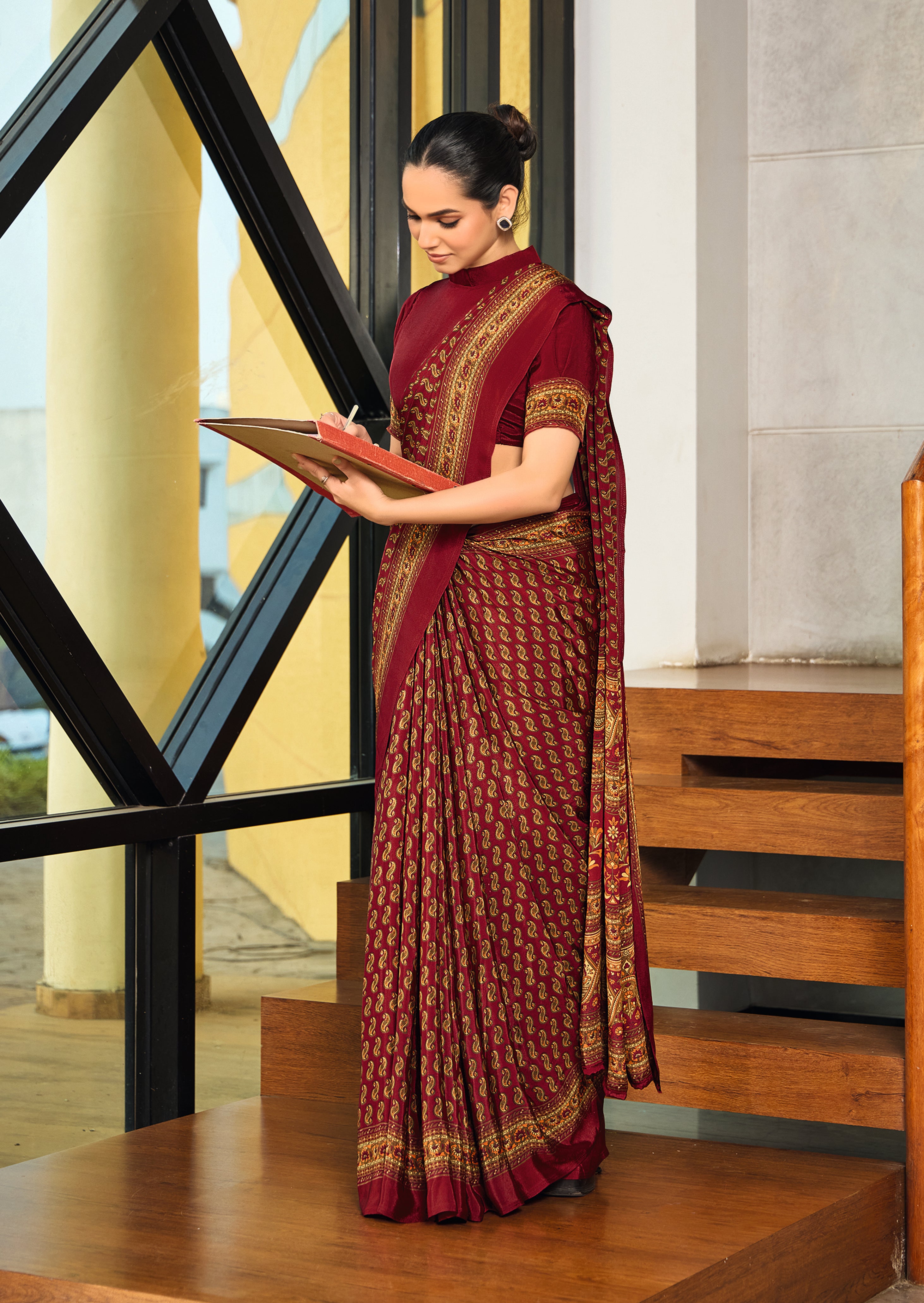 KcPc Latest Crepe Silk Fabric UniformOfficial Wear saree STR