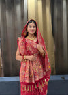 By Elegant Meenakari Style Pure Georgette Saree with Cutdana Handwork