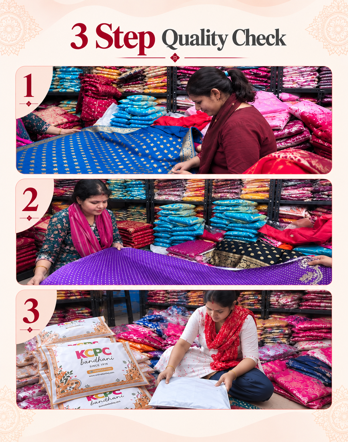 3 Step Quality Check - KCPC Bandhani