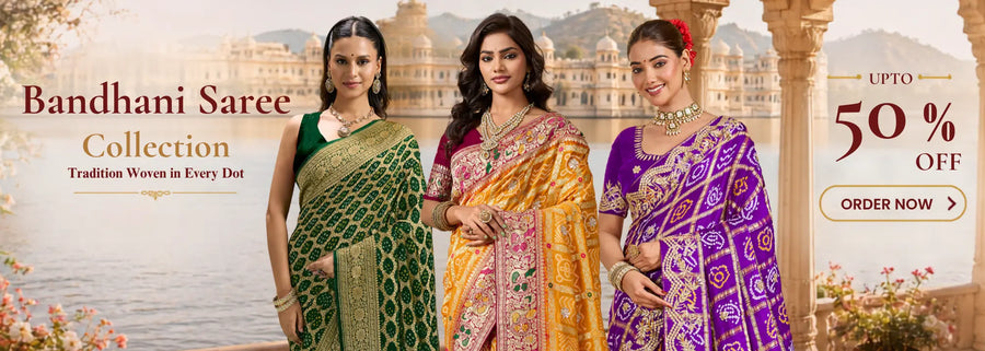 Buy Bandhani Sarees Online | Rajasthani Tie-Dye - UP TO 50% Off