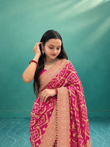 Kcpc New Premium Bandhani Style Khaddi Georgette Saree for Traditional WearRGC