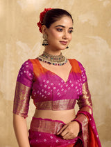 Viscos Silk Bandhani With Zari Border Saree under 2000