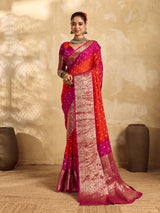 Viscos Silk Bandhani With Zari Border Saree under 2000