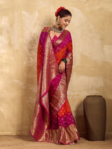 Viscos Silk Bandhani With Zari Border Saree under 2000