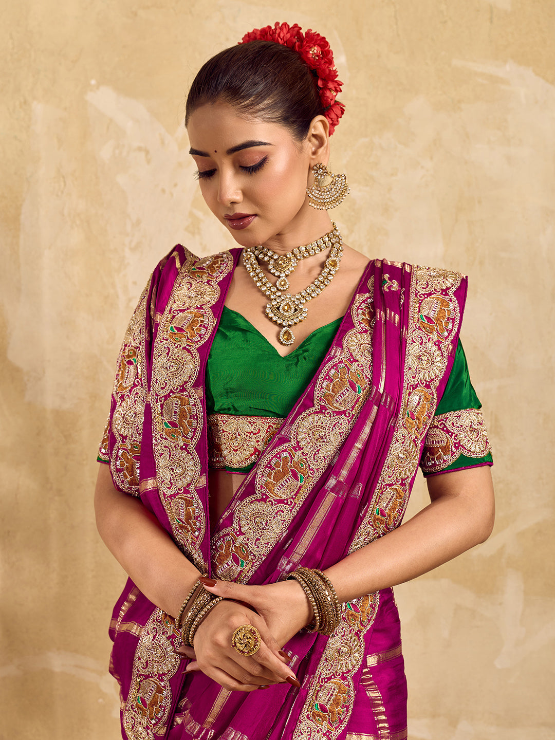 Buy Royal Modal Silk Festive Wear Saree Kcpc Image 6